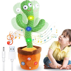 Storio Rechargeable Toys Talking Cactus Baby Toys for Kids Dancing Cactus Toys Can Sing Wriggle & Singing Recording Repeat What You Say Funny Education Toys for Children Playing Home Decor for Kids GenzVybs