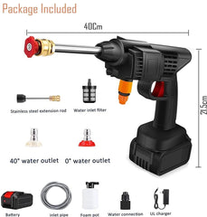 Cordless Car Washer High Pressure Gun - Car Washing 48V Rechargeable Electric Pressure Washer Gun Bike, Car Washing Pump, Portable Car Washer with Adjustable 3 in 1 Nozzle and 5M Pipe. Black GenzVybs