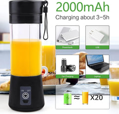 6 Blade Usb Juicer Bottle-Portable Machine Electric Usb Juice Maker Bottle Blender Grinder Mixer, Rechargeable Shake Fruit & Vegetable Juicer Mixer Multicolor 1 Set GenzVybs